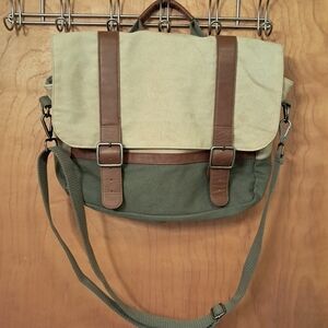 Merona Tan and Green Men's Messenger Bag
